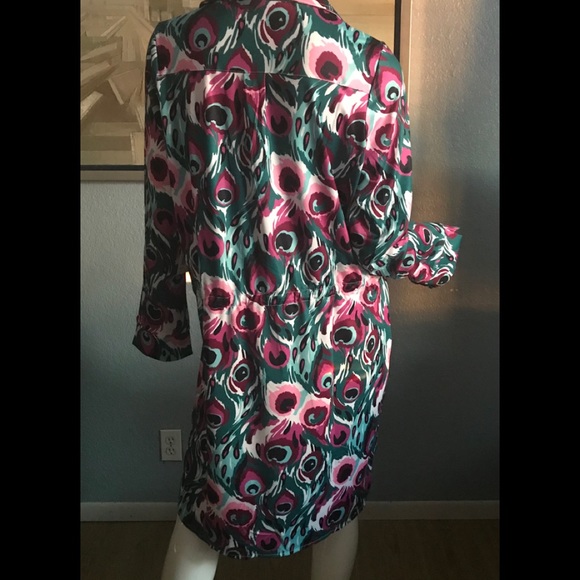 NWT Tracy Negoshian, Watercolor Peacock Dress (L) - Picture 3 of 5